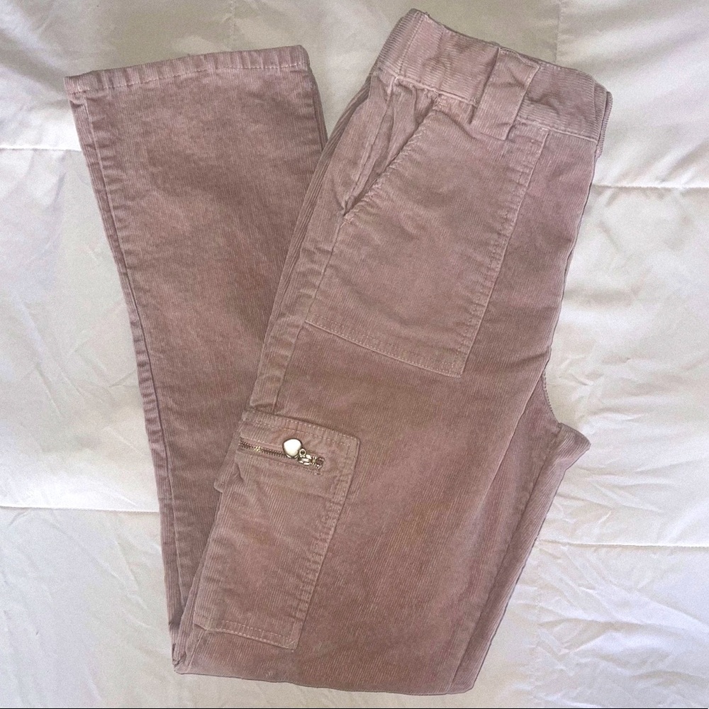 purple / pink corduroy cargos